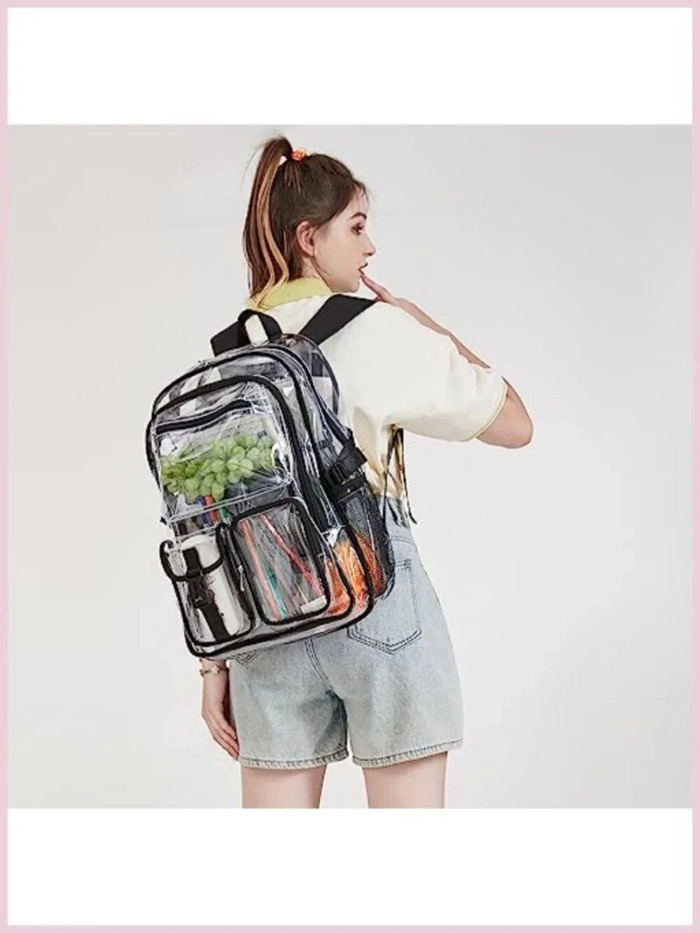 Clear Backpack PVC Heavy Duty Waterproof Transparent School Bookbag Large